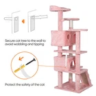 55 Inch Cat Tree Tower Condo Scratching Post Kitten Activity W/3 Perches Pink