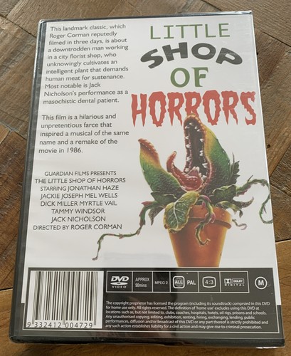 little shop of horrors dvd Jack Nicholson, NEW Sealed Region All - Picture 2 of 2