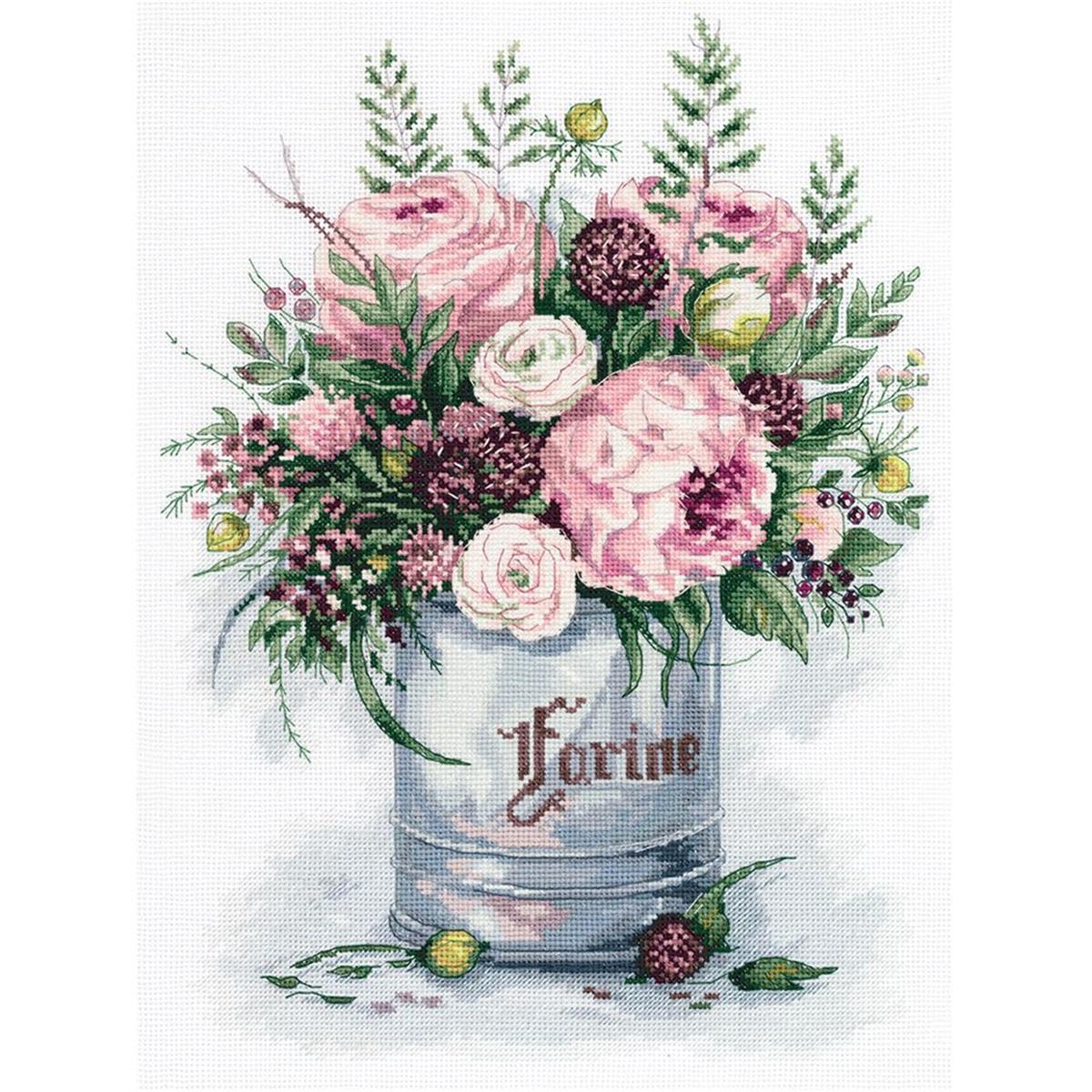 Panna counted cross stitch kit ""Watercolour Bouquet"" 27x35cm, DIY