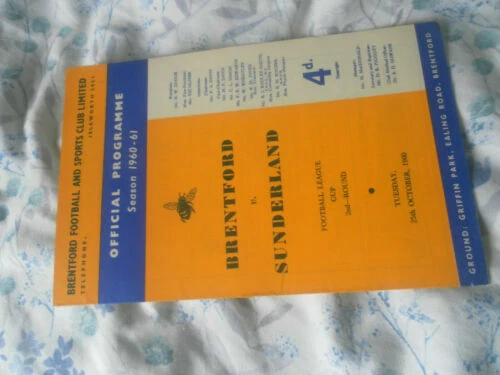 Away Teams Sunderland Football League Cup Fixture Programmes (1960s)