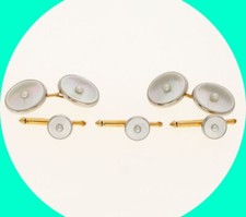 Antique Mother of Pearl Tuxedo Cufflink  Stud 5 PC Set 14K Multi Tone Gold