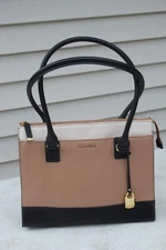Calvin Klein Women's Modena Colorblock Leather Tote Neutral Combo