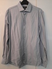 DKNY Mens Navy / White Stripe Slim Fit Shirt UK Neck 15.5"