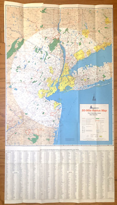 1985 Hagstrom New York City Fold Out 50 Mile Radius Map Vintage 
