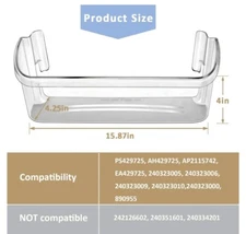 Exact Replacement Parts 240323002 Refrigerator Bin - Clear set of 3