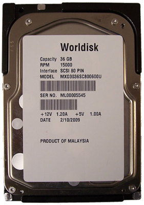 36GB Worlddisk 15K II Ultra320 80pin SCSI MXO3036SC800600U