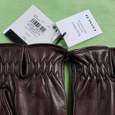COACH TECH NAPA GLOVES:NWT MAHOGANY BROWN EXTRA LARGE 33083