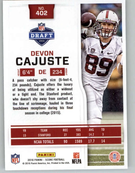 2016 Score #402 Devon Cajuste RC (ref 149951) - Image 2 of 2