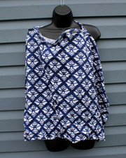 Bebe Au Lait Nursing Cover Blue And White Excellent Condition Apron Baby Feeding