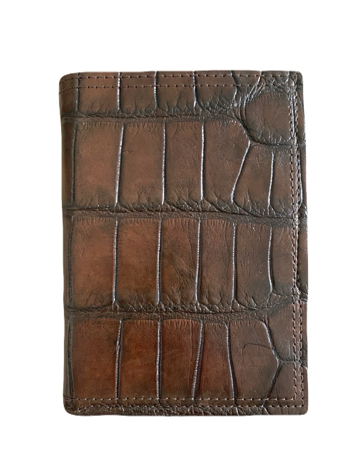 Matte Brown Genuine Crocodile Passport Card Case Wallet Travel Exotic Vacation