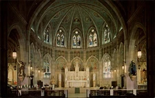 Brunswick Maine St John the Baptist Catholic Church altar 1950s vintage postcard
