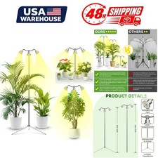 Full Spectrum LED Grow Light 3-Head Adjustable 15-62in Timer Indoor Plants