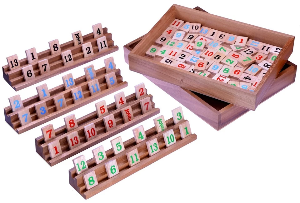 Rummy Okey im Holzkasten – Legespiel aus Holz für 2 bis 4 Spieler - Bild 1 von 1