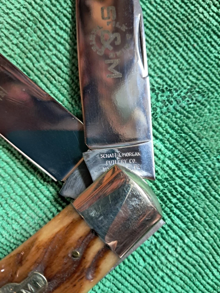 Navaja de bolsillo Schatt & Morgan 2 hojas trampera grande sin usar Foto 4 de 4