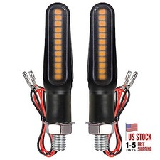 Motorcycle Blinkers Indicator Sequential Turn Signal Amber LED Lamp Pack of 2