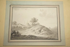 French School, 18th Century, Wash Drawing, Ink, Animated Landscape, Rural...