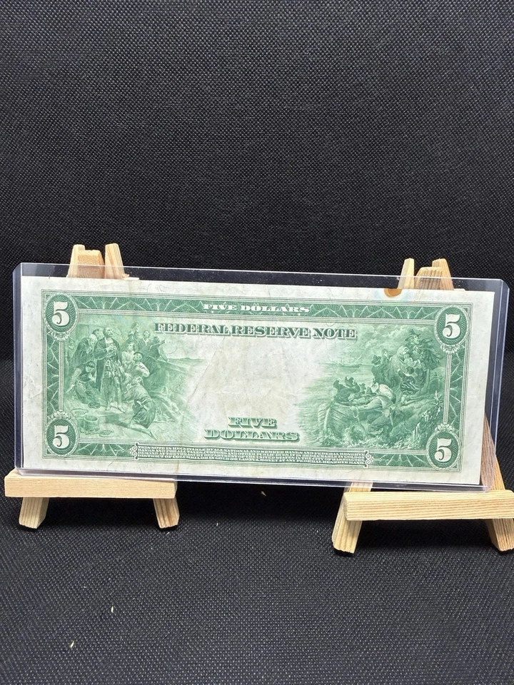 1914 $5 Federal Reserve Note Philadelphia FR#891a VF - Image 2 of 4