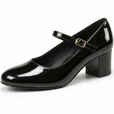 Elegante Damen-Pumps Mary Jane mittelhoher Blockabsatz Knöchelriemen