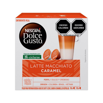 Nescafe Dolce Gusto Coffee Capsules, Caramel Latte Macchiato 48 Single Serve Pod