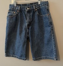 Vintage Levi's 550 Boys Blue Denim Cut-Off Shorts Size 14