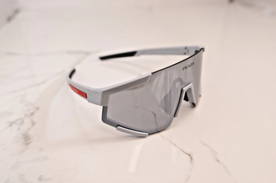PRADA 04W Linea Rossa IMPAVID Sport Sunglasses Gray Pilot Wrap