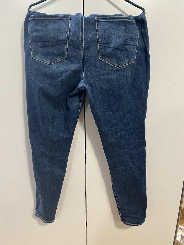 Pantalones de mezclilla para mujer American Eagle Outfitters Next Level ajustados azules talla 16 regulares Foto 2 de 4