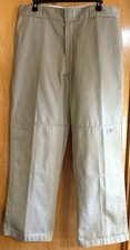 DICKIES, 36x32 Loose Fit Chino Khaki Canvas Pants, Reinforced Knee, Phone Pocket