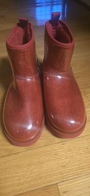 UGG Red Unisex Kids Bootie Ankle Boots Flat Casual Winter Pull On