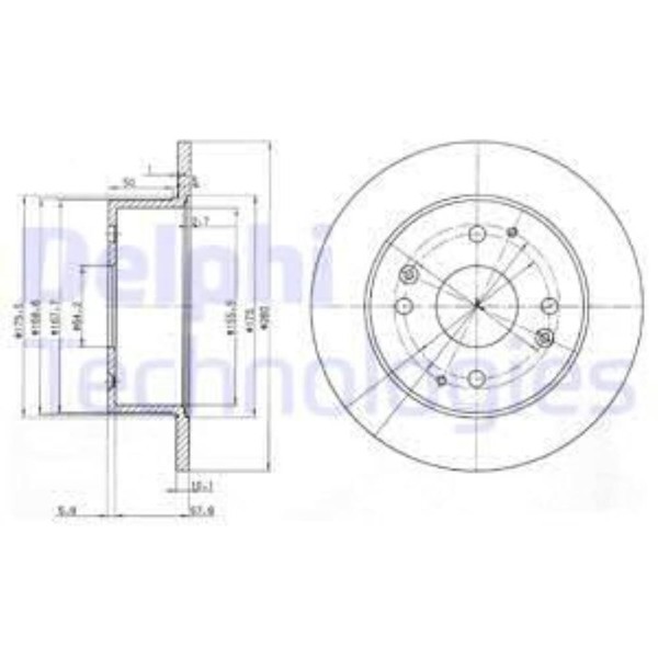 Delphi 2X Bremsscheibe Hinten Ø260 Mm Voll FüR Honda Accord VI CK CG CH CF8-image