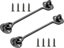 6" Door Lock Eye Latch, 2 Pack Barn Door Lock Gate Latch, Heavy Duty Solid Thick