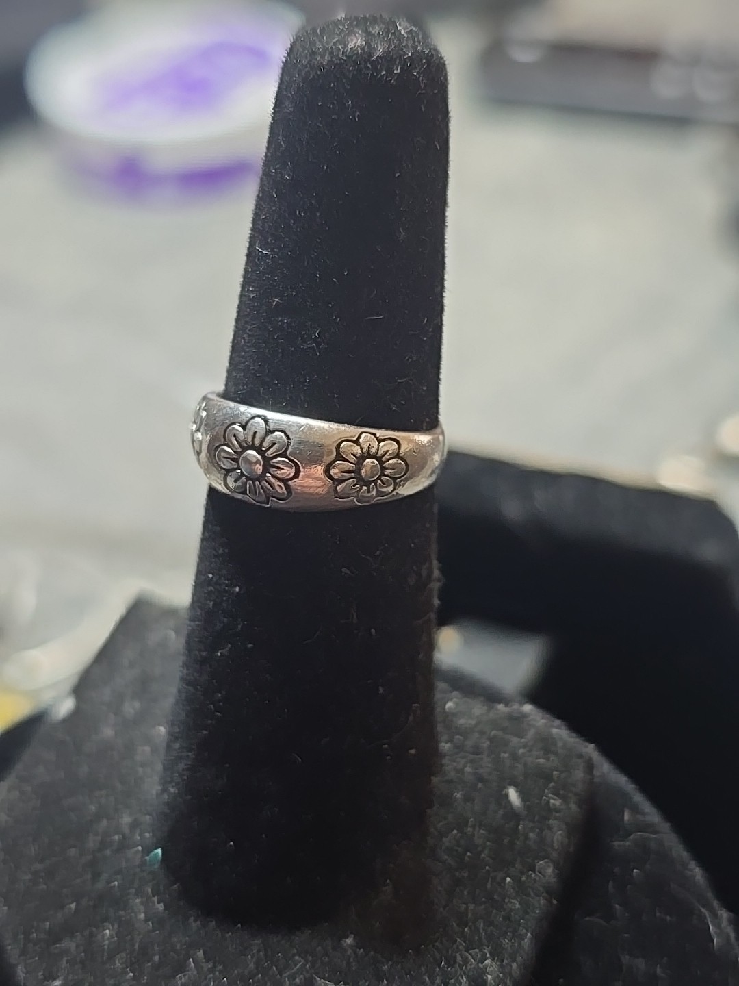 Sterling Silver Flower Toe Ring Adjustable Size 4… - image 1