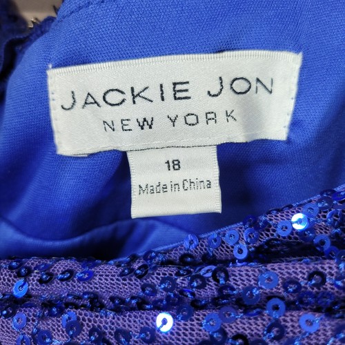 NEW Jackie Jon Evening Party Dress Plus 18 Maxi Long Layered Blue Sequin Prom - Picture 6 of 8