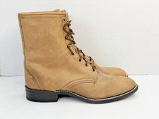 Laredo 1225 Tan Suede Leather Roper Boots Men’s 11.5D USA Made Lace Up