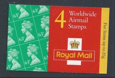 GB QEII 1997 GR3 DB18 (28) 4 x 63p stamps Walsall Barcode Booklet MNH