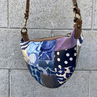 バッグ Coach Patchwork One Shoulder Bag COACH Patchwork Shoulder Bag – Denim Blue with Unique Patchwork