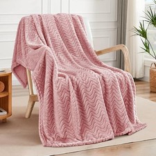 Throw Blanket for Couch, Cozy Lightweight Fleece Throw  50x70 IN  Pink
