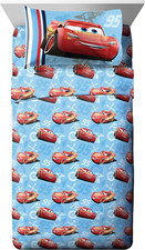 Disney/Pixar Cars 95 Full Size 4 Piece Sheet Set with Lightning Mcqueen Offical