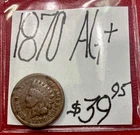 1870 Indian Head Cent (AG+) About Good Condition! ENN Coins