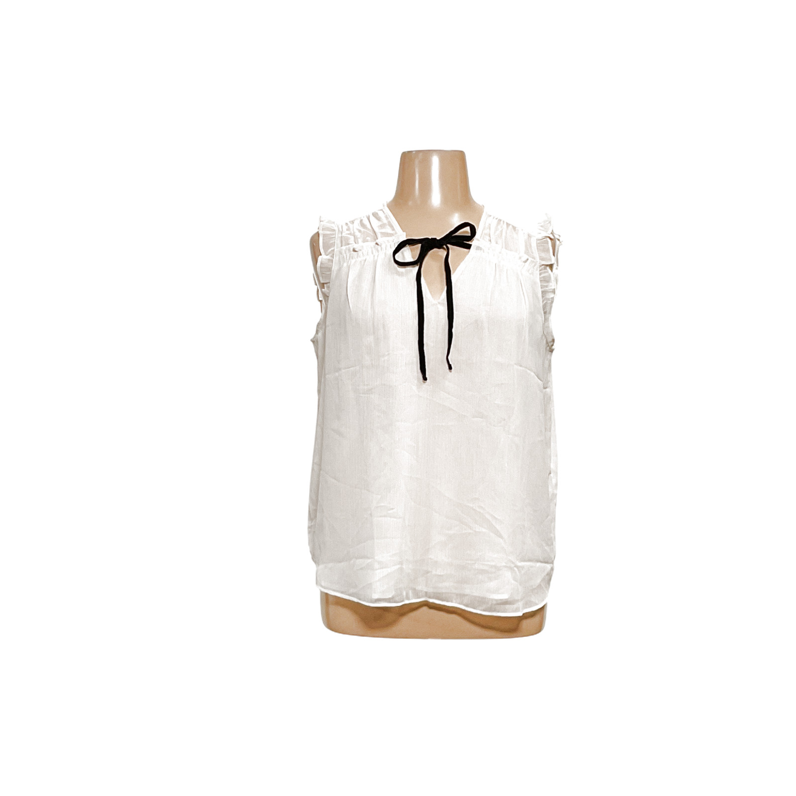 LOFT Cream Polyester Solid Blouse XL - image 1