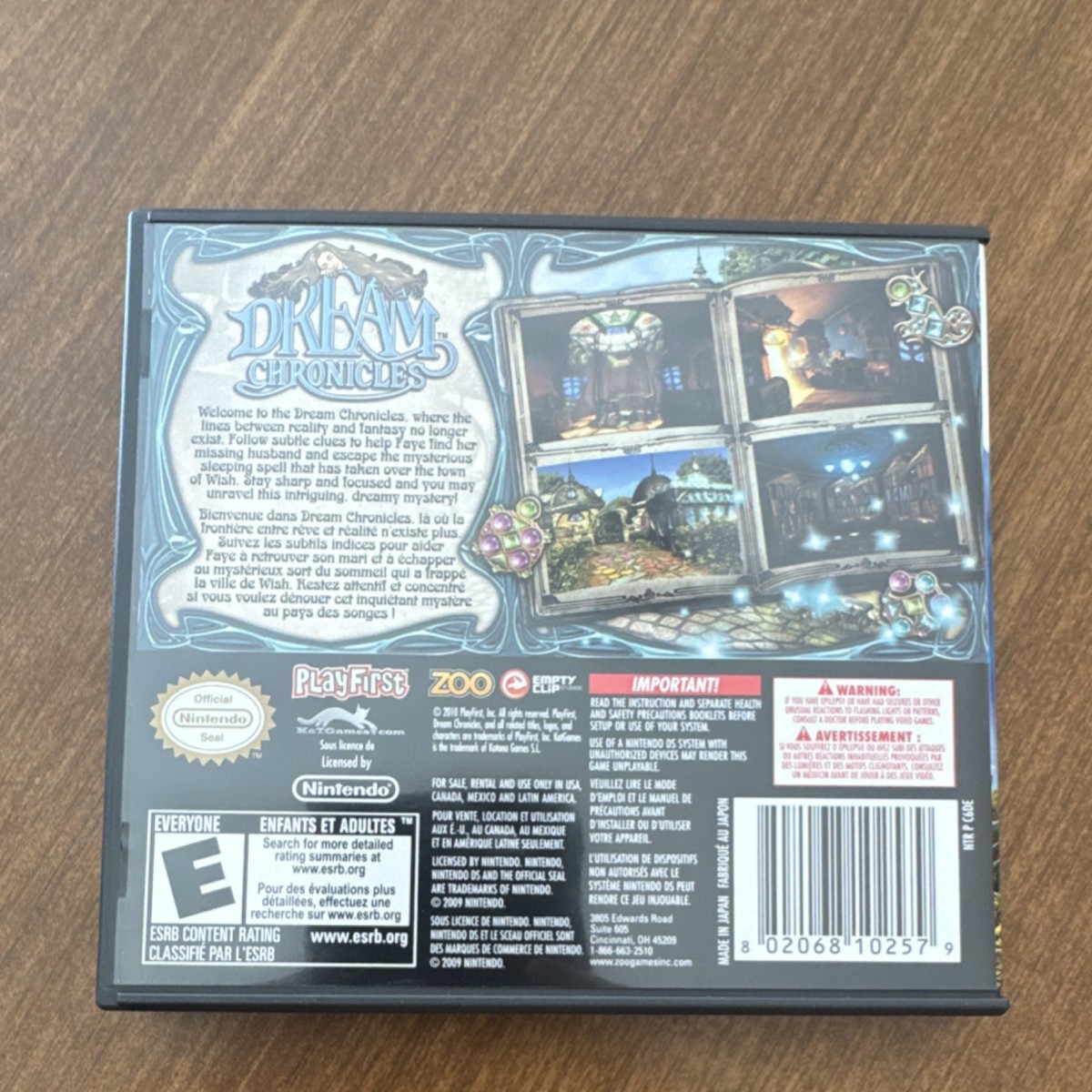 Zoo Games Dream Chronicles Nintendo DS 2008 Hidden Object Puzzle E
