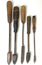 Lot of 5 Vintage Antique Copper Head Wood Handle Soldering Irons