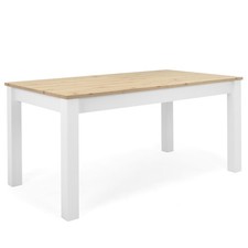 Table salle à manger 160x90 cm bois massif extensible Blanc Cuisine Homestyle4u