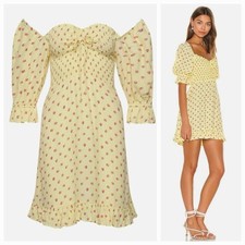 Faithfull The Brand Sage Mini Dress Santa Maria Floral Print Puff Sleeves Size 6