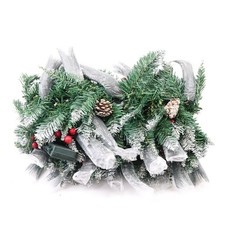 9FT Pre-Lit Christmas Garland Snowy Pine Cones Holly Berries Battery - Open Box