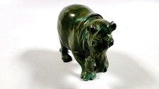A CARVED AND POLISHED JADE TYPE HIPPOPOTAMUS SCULPTURE, L 10 X H 5CM