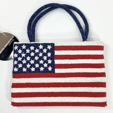 NWT Valerie Stevens Beaded American Flag Handbag Evening Bag