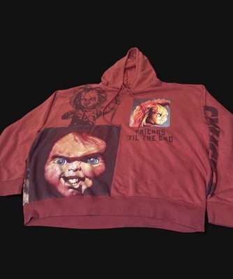Chucky Childs Play Patchwork Hoodie Friends Til The End Horror Movie Red 3XL