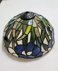 Vintage  Tiffany  Style Slag  Glass  8 "  Globe Blues And Purples