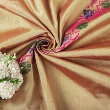 Sanskriti Vintage Indian Sarees Art Silk Cream Hand Woven Fabric Premium Sari