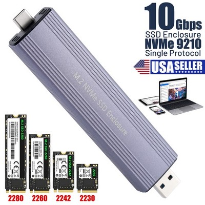 Tool-Free M.2 NVMe Enclosure Aluminum Dual Interface 10Gbps 2230/2242/2260/2280